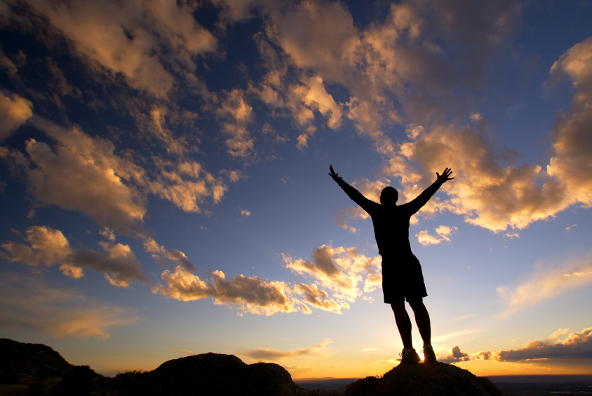 Silhouette of person in the sunset